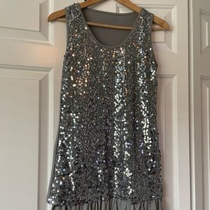 Silver Sequin Mini Dress